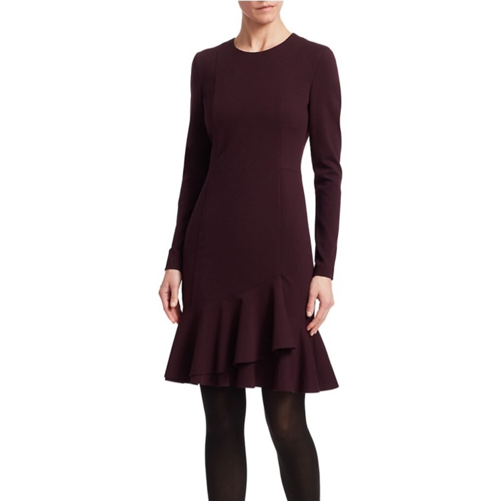 Akris Punto Long Sleeve Ruffle Hem Jersey Dress